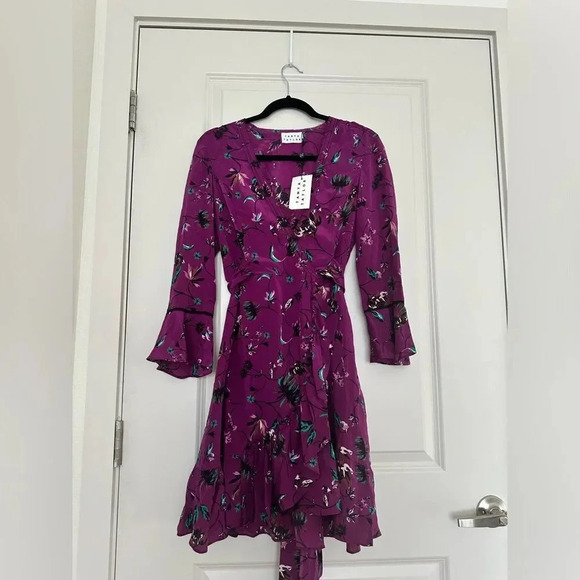 Tanya Taylor Nomi Vines Faux Wrap Silk Dress Size S - Picture 3 of 12